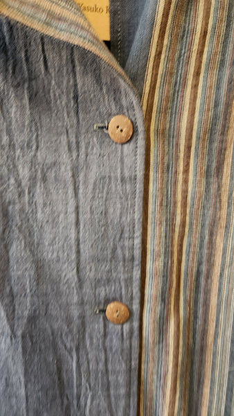 Yasuko Kurisaka Handwoven Blue Stripe Blazer Top