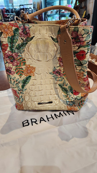 Brahmin Tropical Floral Bucket Bag