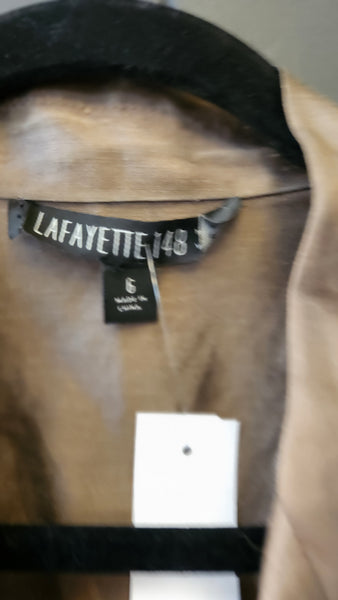 Lafayette 148 Metallic Bronze Rayon Silk Blazer