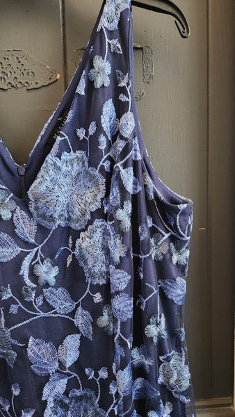Marina Blue Floral Sleeveless Dress