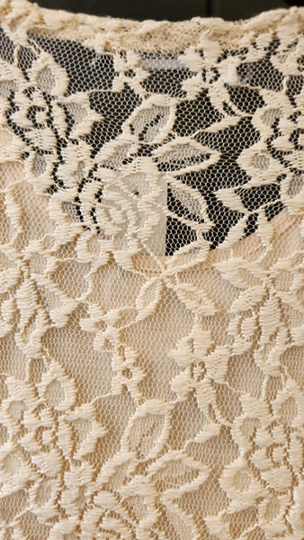 Spirit and Soul 2 Piece Lace topper over Sleeveless Cream Dress