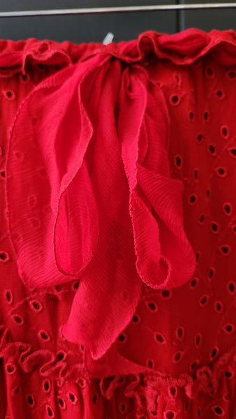 Jean Paul Gaultier Deep Red Eyelet Skirt