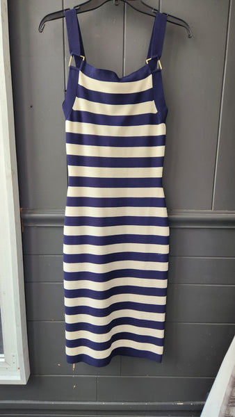 Michael Kors Knit Navy and White Stripe Knit Dress