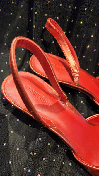 OPEN EDIT Cammie Slingback Pump In Red Salsa Metallic