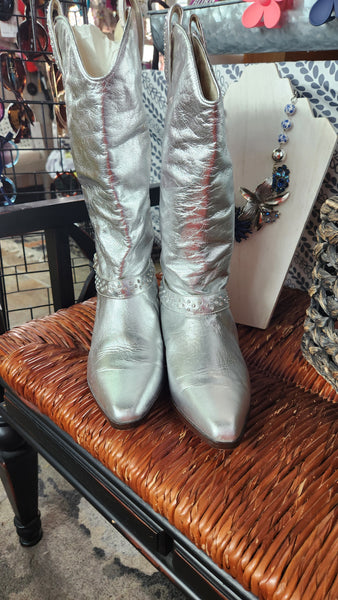 Metallic Silver Western Boots