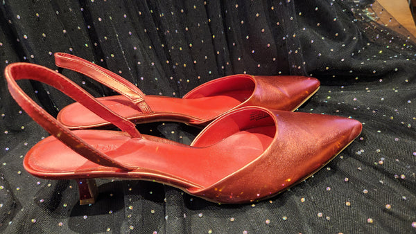 OPEN EDIT Cammie Slingback Pump In Red Salsa Metallic
