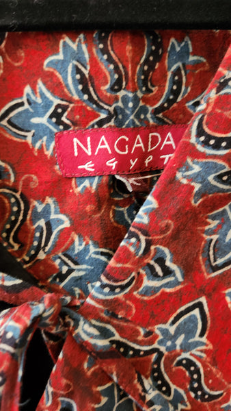 Nagada of Egypt Burgandy and Blue Cotton Short Jacket