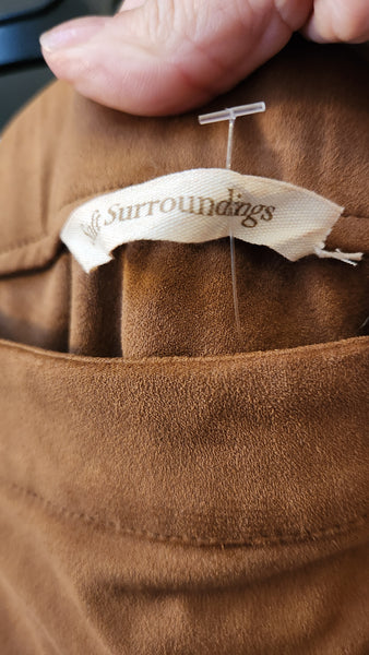 Soft Surroundings buttery-soft Deer Brown faux suede skirt