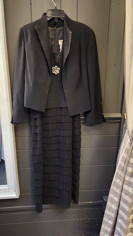 Daymor Couture 2 Piece Black Jacket and Evening Gown