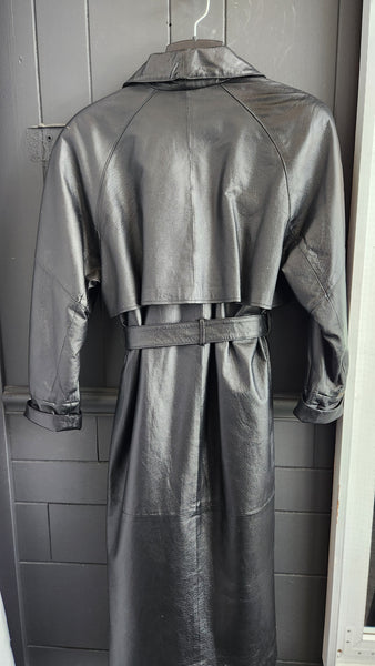 Vintage Liz Baker Black Long Leather Coat