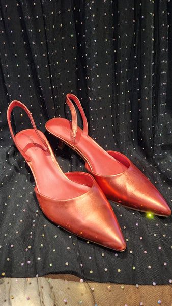 OPEN EDIT Cammie Slingback Pump In Red Salsa Metallic