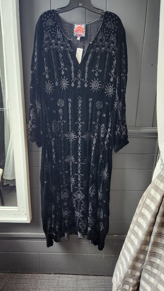 Johnny Was Black Velvet Maxi Dress