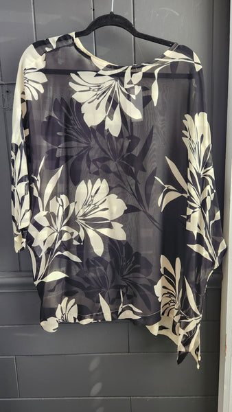 Alembika two sided  short Floral Kaftan Top
