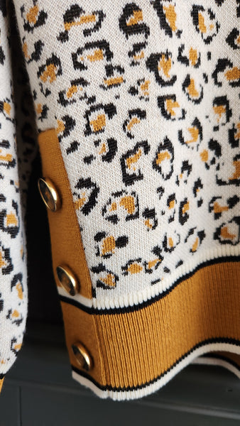 Veronica Beard Deep V Leopard Print Sweater