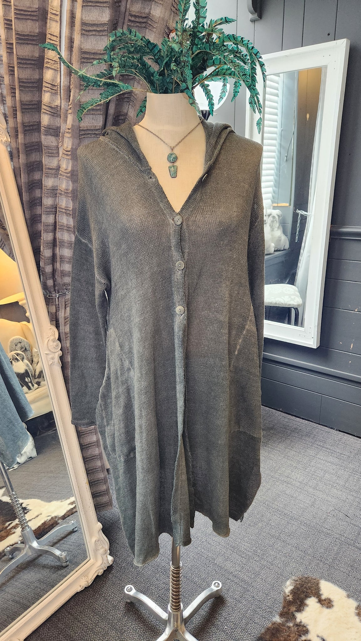 Grizas Linen and Cotton Hoodie Cardigan
