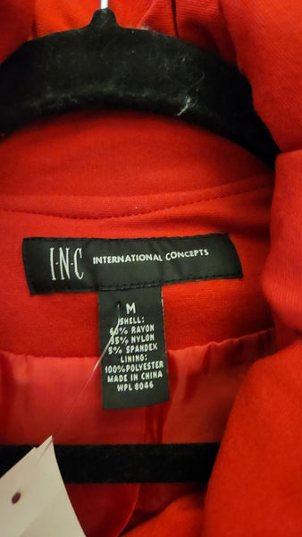 INC Red Ruffle Trim Blazer