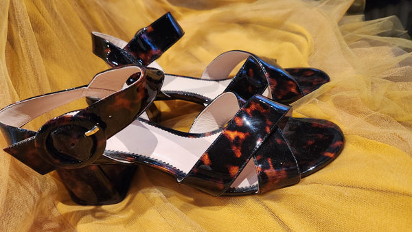 J Crew Chunky Tortoise block heel sandals