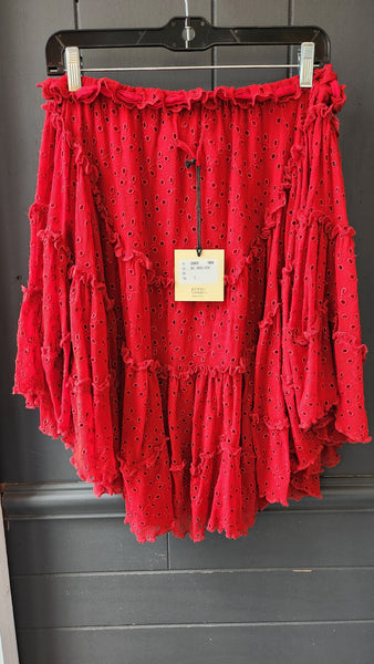 Jean Paul Gaultier Deep Red Eyelet Skirt