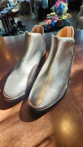 Lands End Leather Metallic Silver Ankle Boots