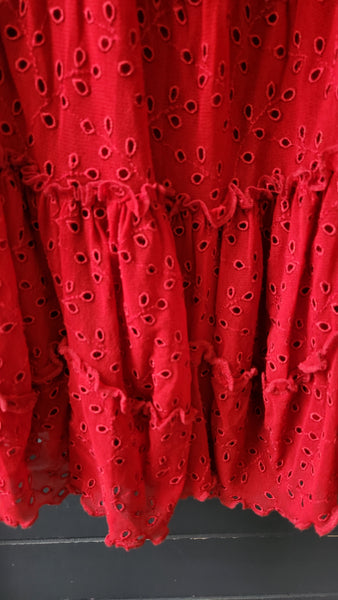 Jean Paul Gaultier Deep Red Eyelet Skirt