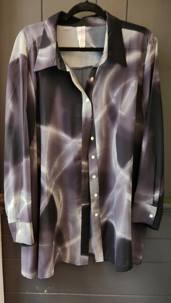 Marla Wynne Black and Gray Ombre Blouse