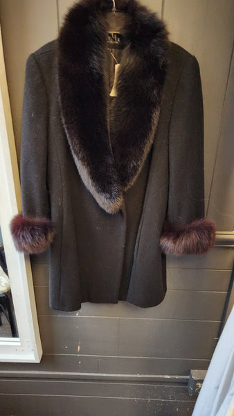 Vintage Searle Cashmere and Fox Trimmed Coat