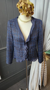 Vince Camuto Navy and Black Knit Blazer with ruffle detail