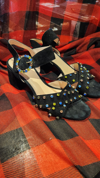 J CREW Suede Sandals Jewel Embellished
