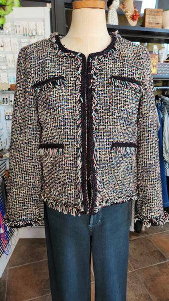 J Crew Black Trim Confetti Colored Blazer
