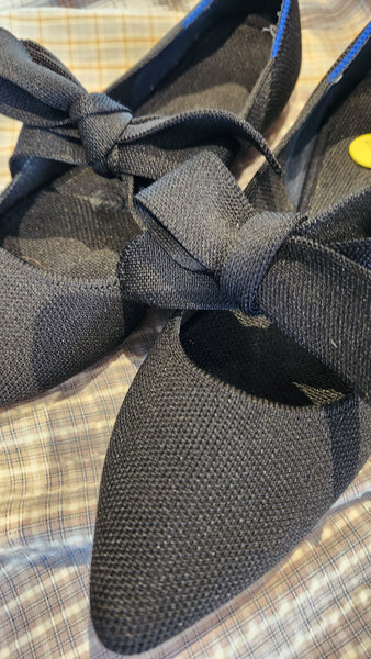 ROTHYS BLACK BOW TIE FLATS