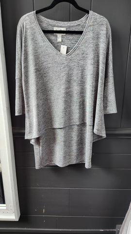 Joseph Ribkoff Silver Layered Top