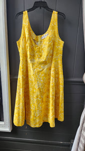 Cherry Velvet Sleeveless Lemon Print Dress