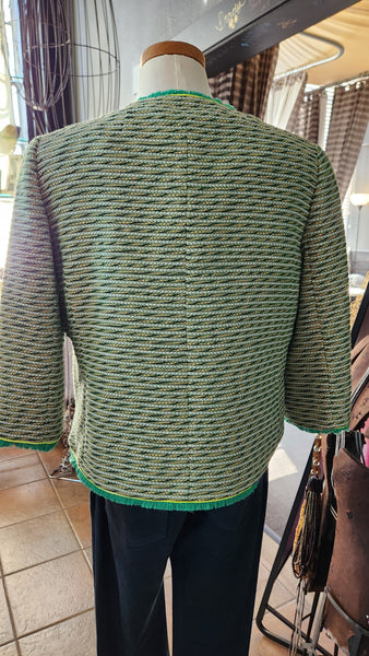 J Crew Green Fringe Trim Blazer
