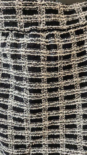 St. John Black and White Check Knit Skirt