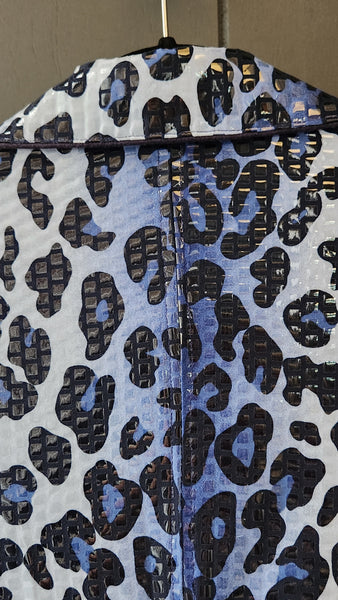 Clara S Blue Sparkle Leopard Print Blazer