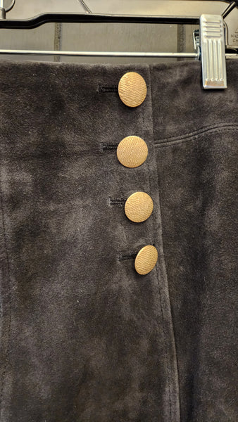 Intermix Black Suede Mini Skirt with gold Buttons