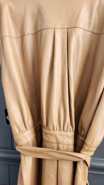 INC Faux Leather Tan Jumpsuit