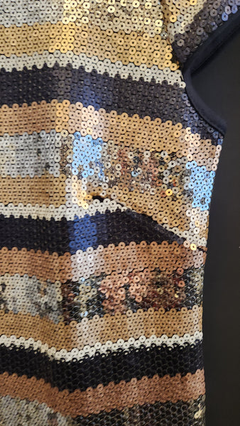 Vince Camuto Cap Sleeve Striped Sequin Dress