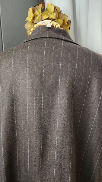 Shamask Brown Pinstripe Wool Blazer