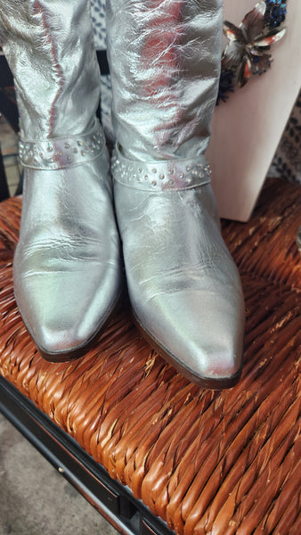 Metallic Silver Western Boots