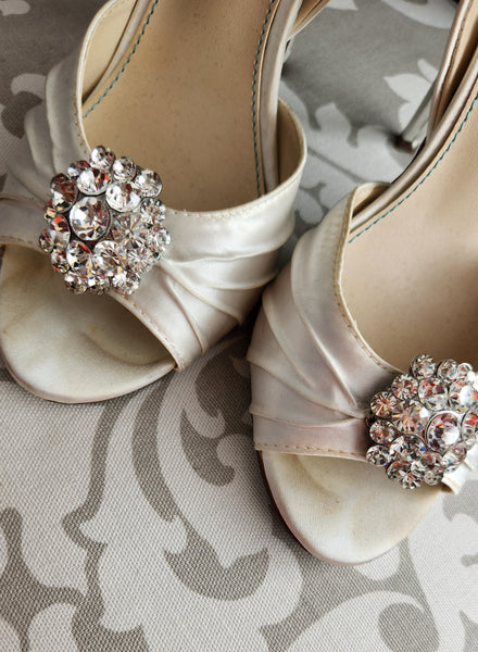 Betsey Johnson Cream Satin Heels