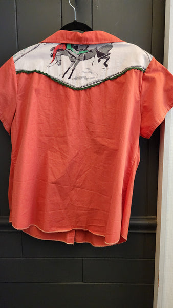 Ellie Monster Short Sleeved Orange Western Shirt