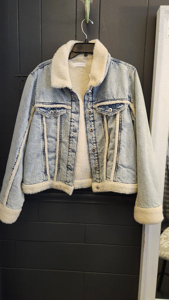 Johnathon Simkhai Fleeced Lined Denim Jacket