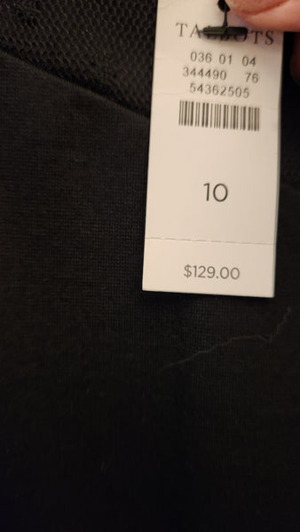 Talbots Sheer Long Sleeve Black Dress