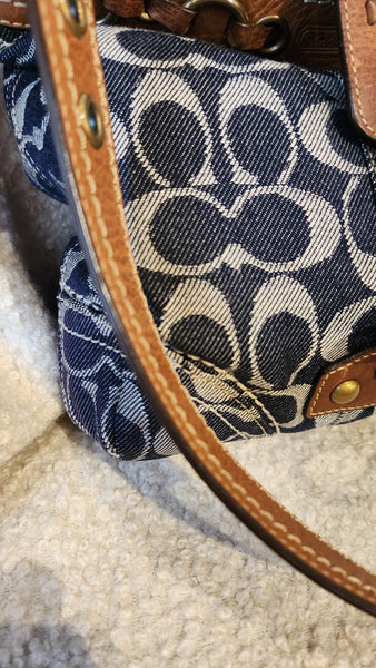 Coach Limited Edition Vachetta Vintage Denim and Brown Leather Purse