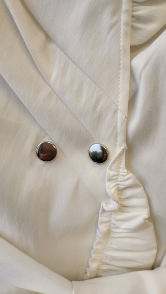 Sanuel Dong White Ruched Parachute type fabric Coat