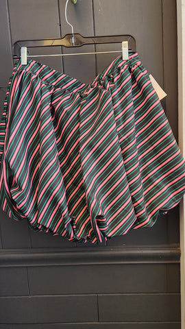 Wicked the Movie Pink Black and Green Striped Bubble Mini Skirt