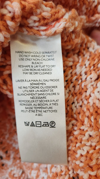 Free People Orange and White Crocheted Cardigan Sweater