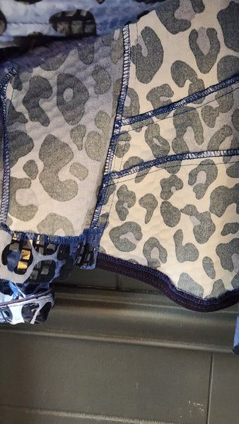 Clara S Blue Sparkle Leopard Print Blazer