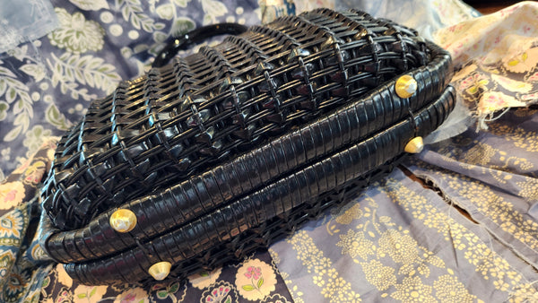 Vintage Black Wicker Purse